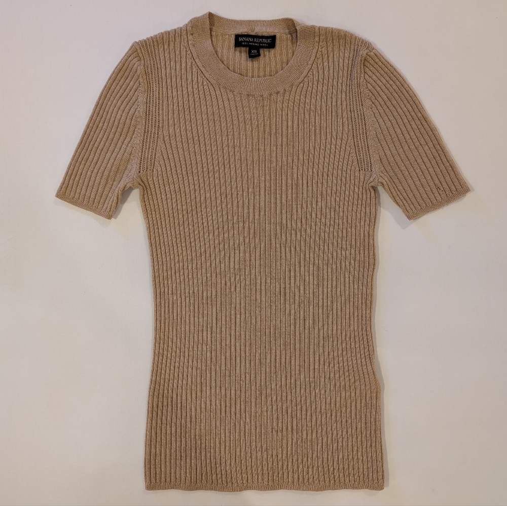 Banana Republic Tan Ribbed Merino Wool Sweater